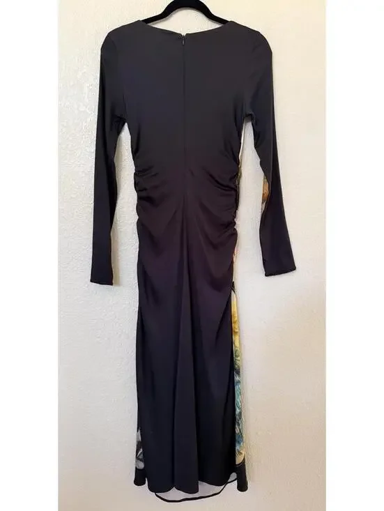 New Desigual Mix Print Long Sleeve Midi Dress In Black Size S $169 - Picture 6 of 9